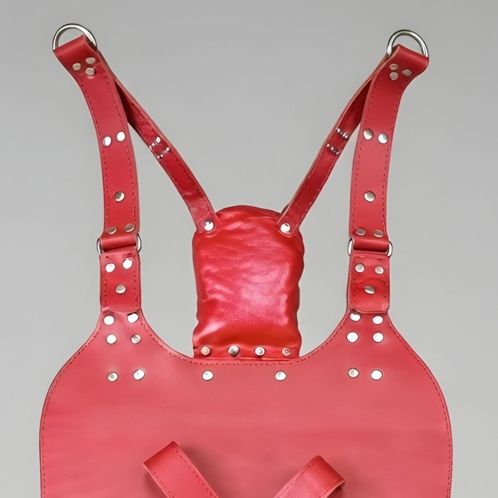 Handcrafted Red Leather Suspension Swing Sling for Couples Play Adult Furniture