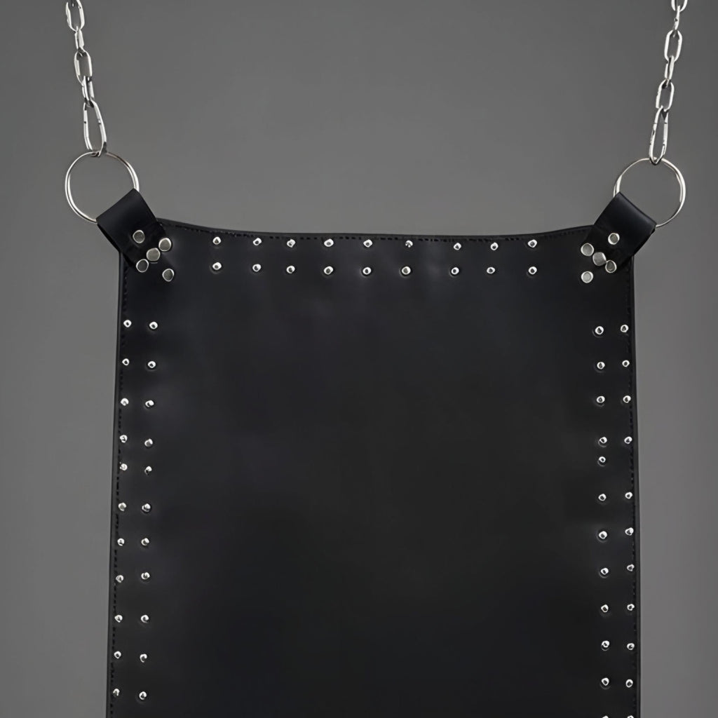 Black Leather Suspension Swing Sling for Couples Play Heavy Duty Adult Furniture