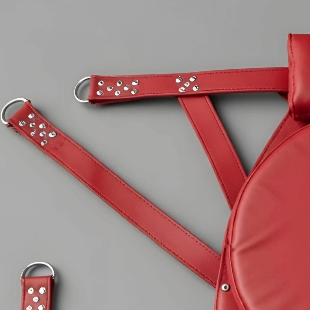 Handcrafted Red Leather Suspension Swing Sling for Couples Play Furniture