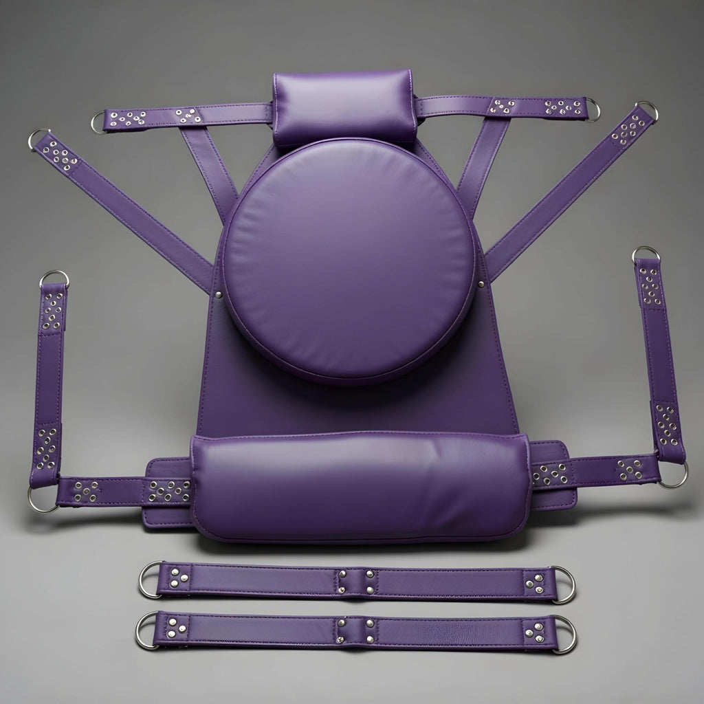 Handcrafted Purple Leather Suspension Swing Sling for Couples Play Adult Furniture