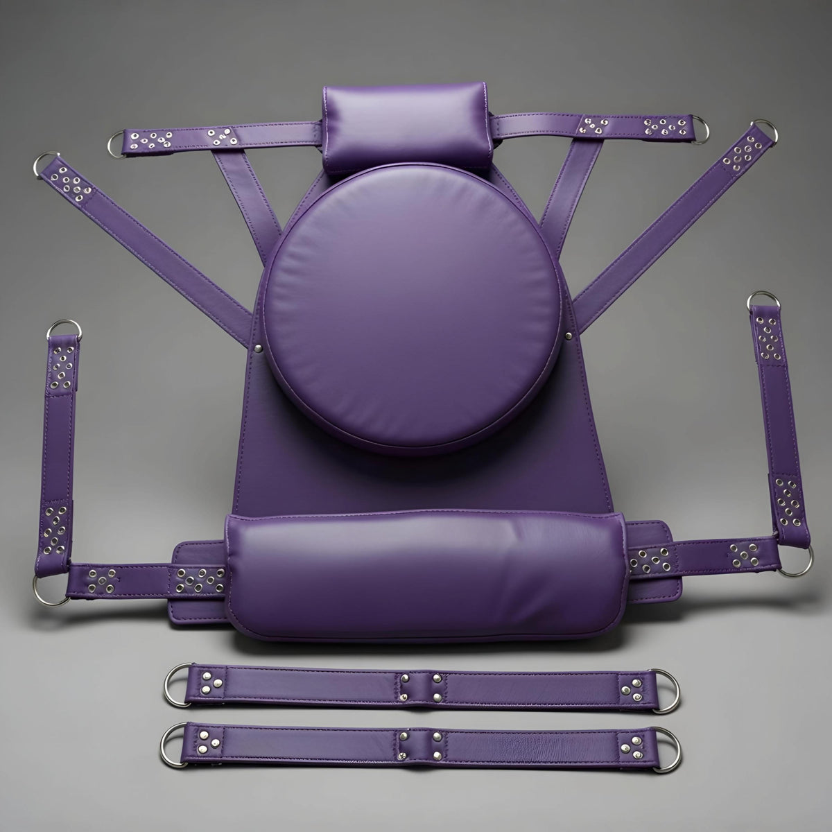 Handcrafted Purple Leather Suspension Swing Sling for Couples Play Adult Furniture