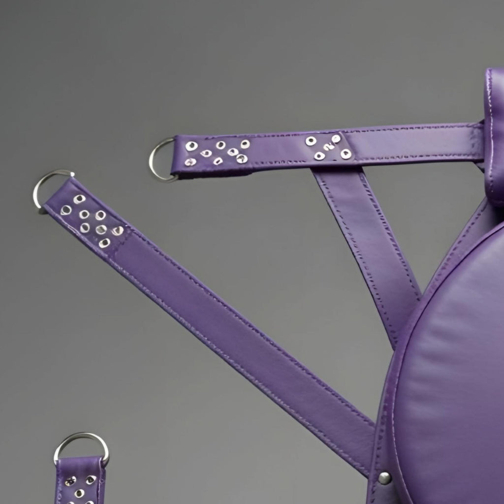 Handcrafted Purple Leather Suspension Swing Sling for Couples Play Adult Furniture