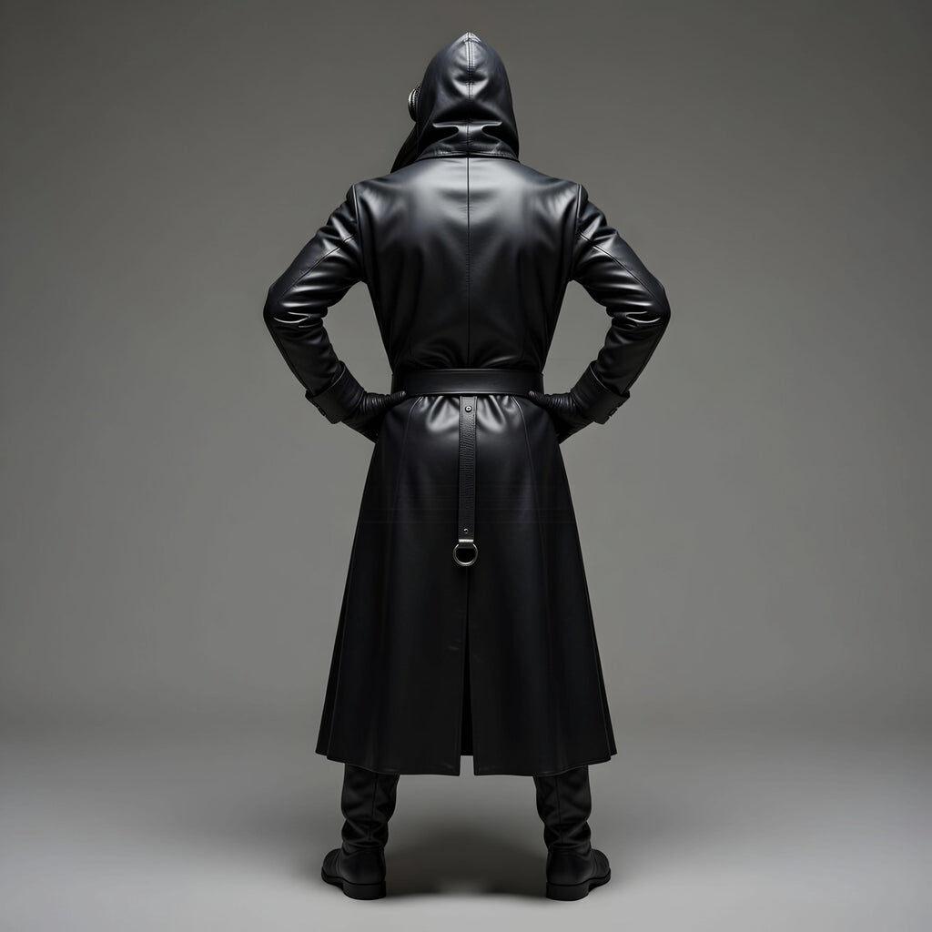 Doctor Plague Shadow Reaper Hooded Leather Trench Coat Gothic Cosplay Costume Outfit