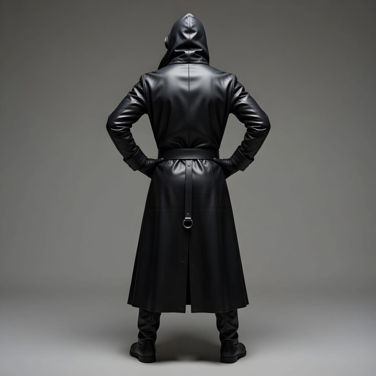 Doctor Plague Shadow Reaper Hooded Leather Trench Coat Gothic Cosplay Costume Outfit