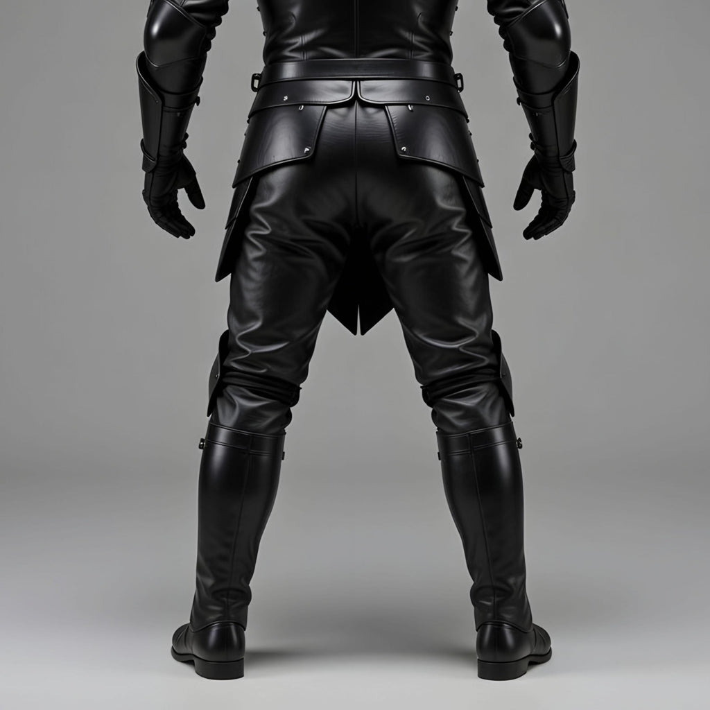 Gothic Black Leather Knight Armor Hooded Full Suit Fantasy LARP Cosplay