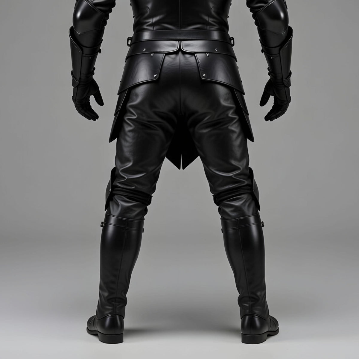 Gothic Black Leather Knight Armor Hooded Full Suit Fantasy LARP Cosplay
