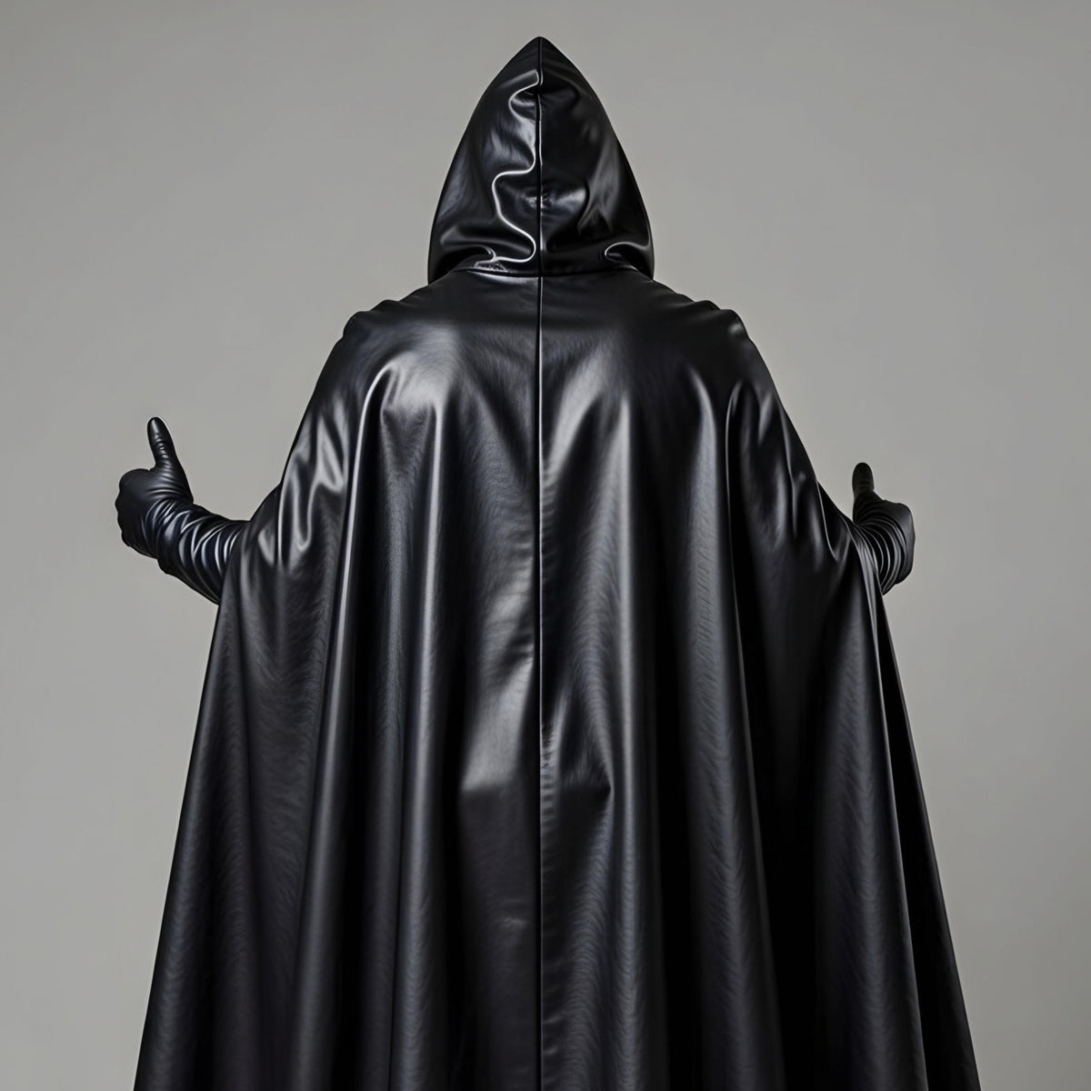 Hooded Leather Cloak with White Cross, Dark Clergy Robe Cosplay Cape