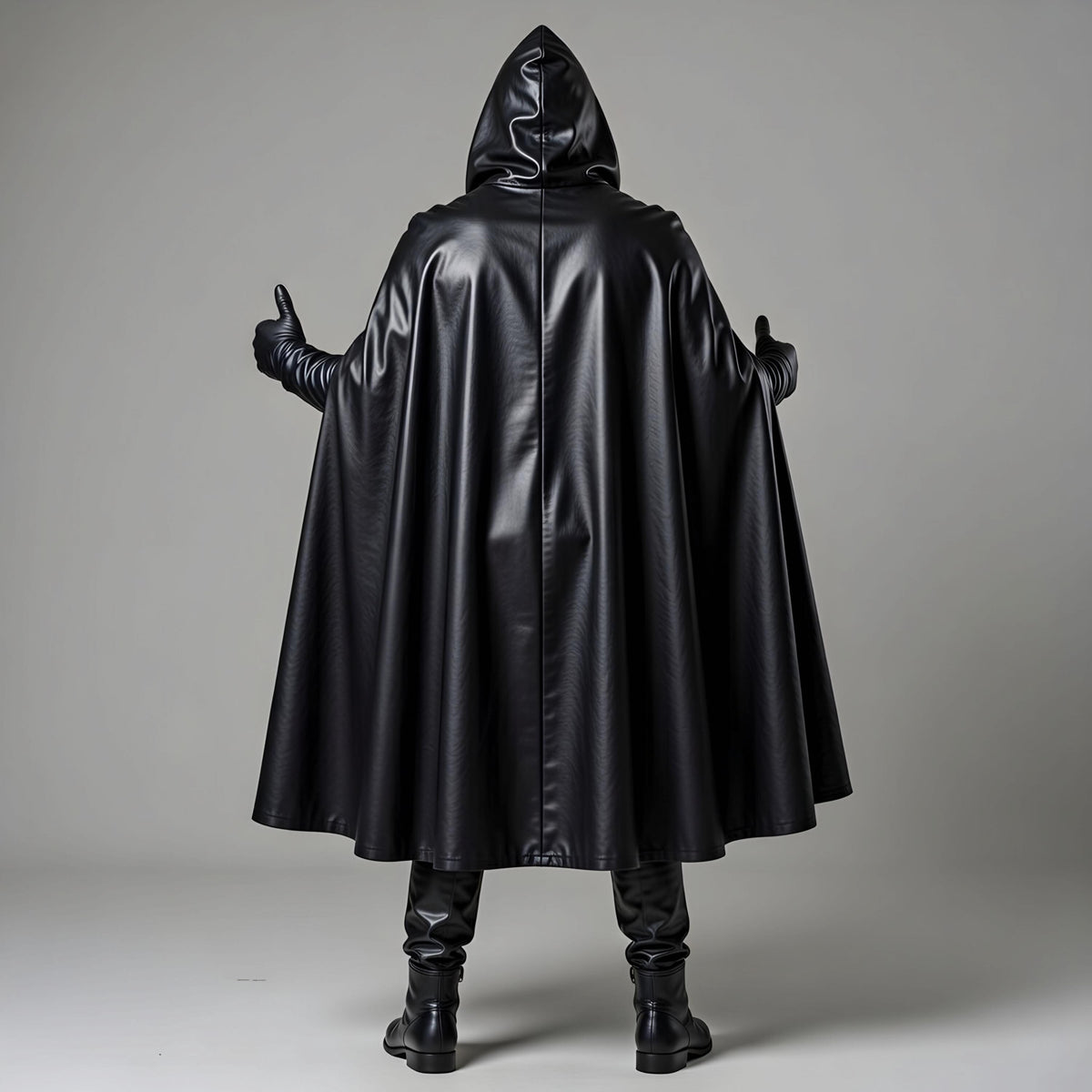 Hooded Leather Cloak with White Cross, Dark Clergy Robe Cosplay Cape