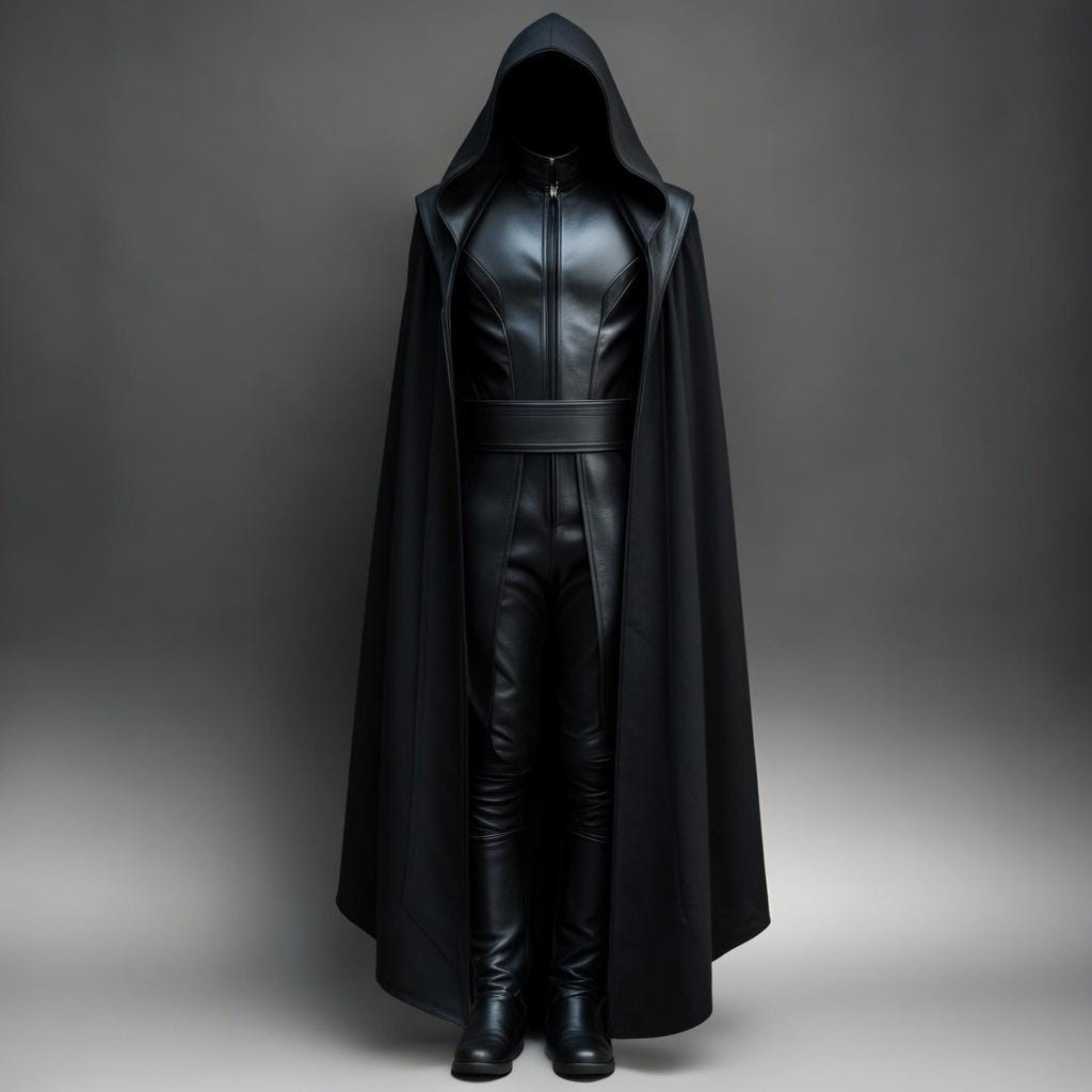 Hooded Leather Cloak Orange Black Cape Cosplay Costume Dark Side Robe