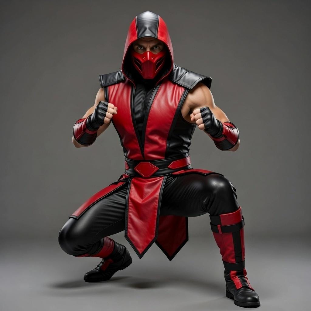 Handmade Sub Zero Mortal Kombat Men's Blue Black Leather Cosplay Hooded Ninja Costume Outfit