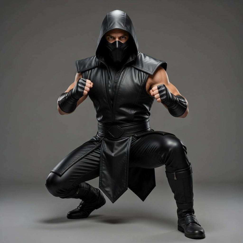 Mortal Kombat Scorpion Leather Armor Cosplay Costume Ninja Hooded Warrior Outfit Halloween