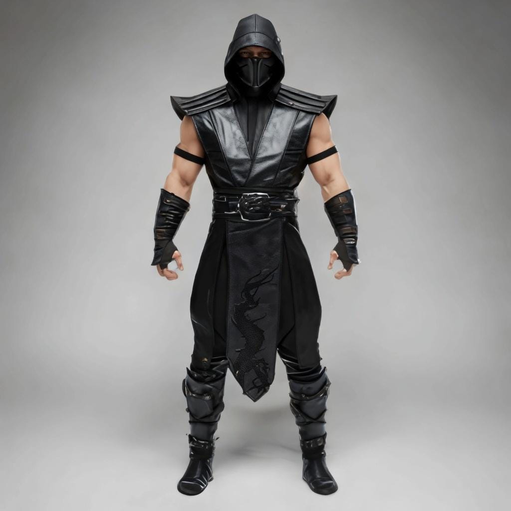 Scorpion Mortal Kombat Cosplay Costume | Men’s Orange Ninja Warrior Outfit | Leather Armor Halloween