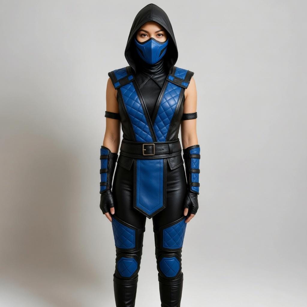 Mortal Kombat Womens Ninja Armor Costume | Female Warrior Cosplay Outfit | Halloween Leather Armour