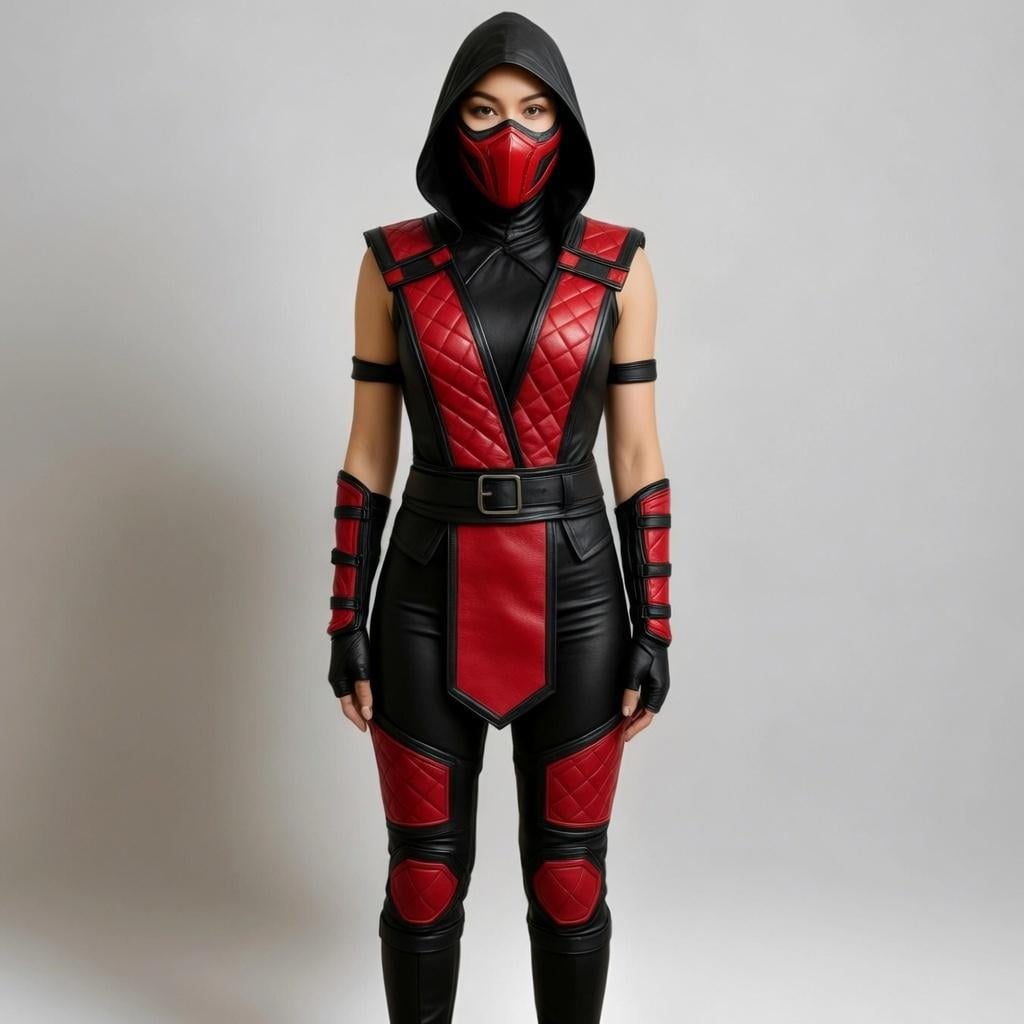 Mortal Kombat Womens Ninja Armor Costume | Female Warrior Cosplay Outfit | Halloween Leather Armour