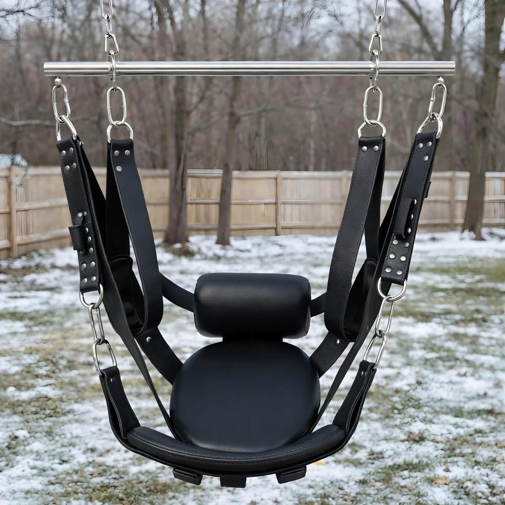 Leather Suspension Swing Adjustable Hanging Chair Adult Couples Discreet Heavy Duty