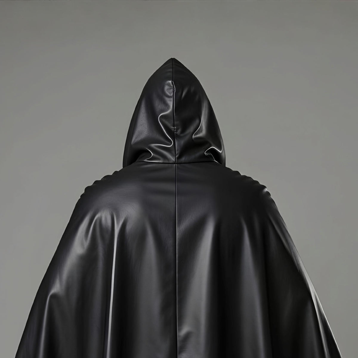Men's Black Leather Hooded Cloak Cape Fantasy Assassin Cosplay Costume Laced Tunic Gothic Outfit