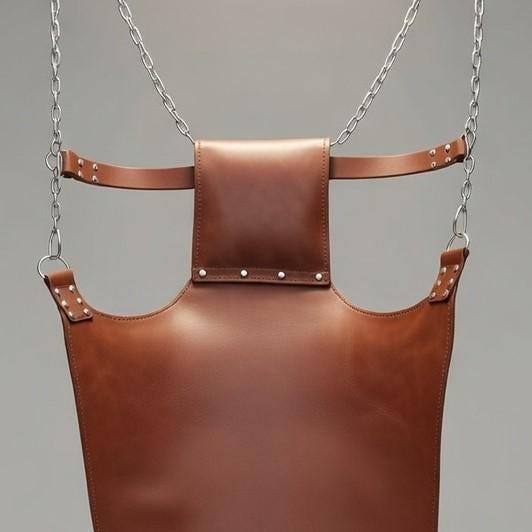 Tan Leather Suspension Swing Brown Sling for Couples Play Adult Furniture