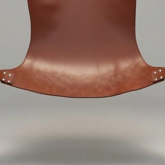 Tan Leather Suspension Swing Brown Sling for Couples Play Adult Furniture