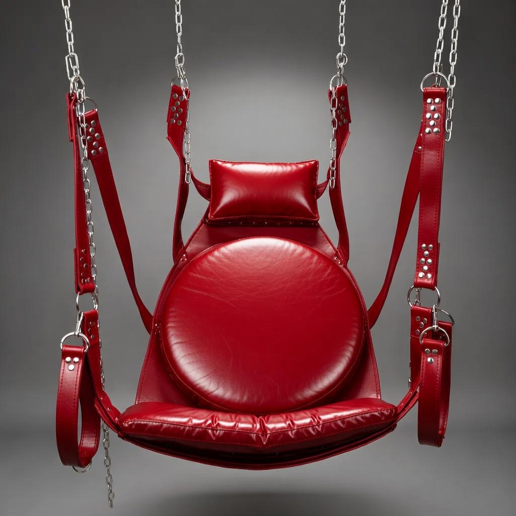Luxury Leather Suspension Swing Black Sling for Couples Play Adult Furniture