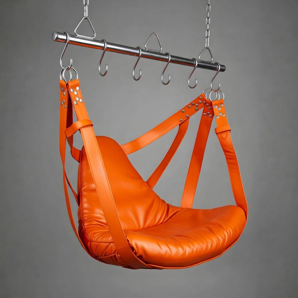 Handmade Luxury Leather Suspension Swing Black Sling for Couples Play Adult Furniture