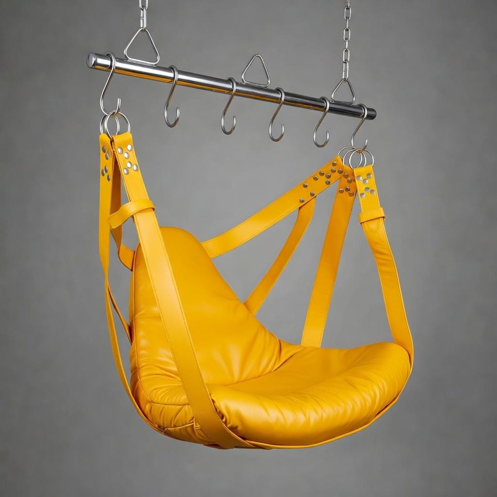 Handmade Luxury Leather Suspension Swing Black Sling for Couples Play Adult Furniture