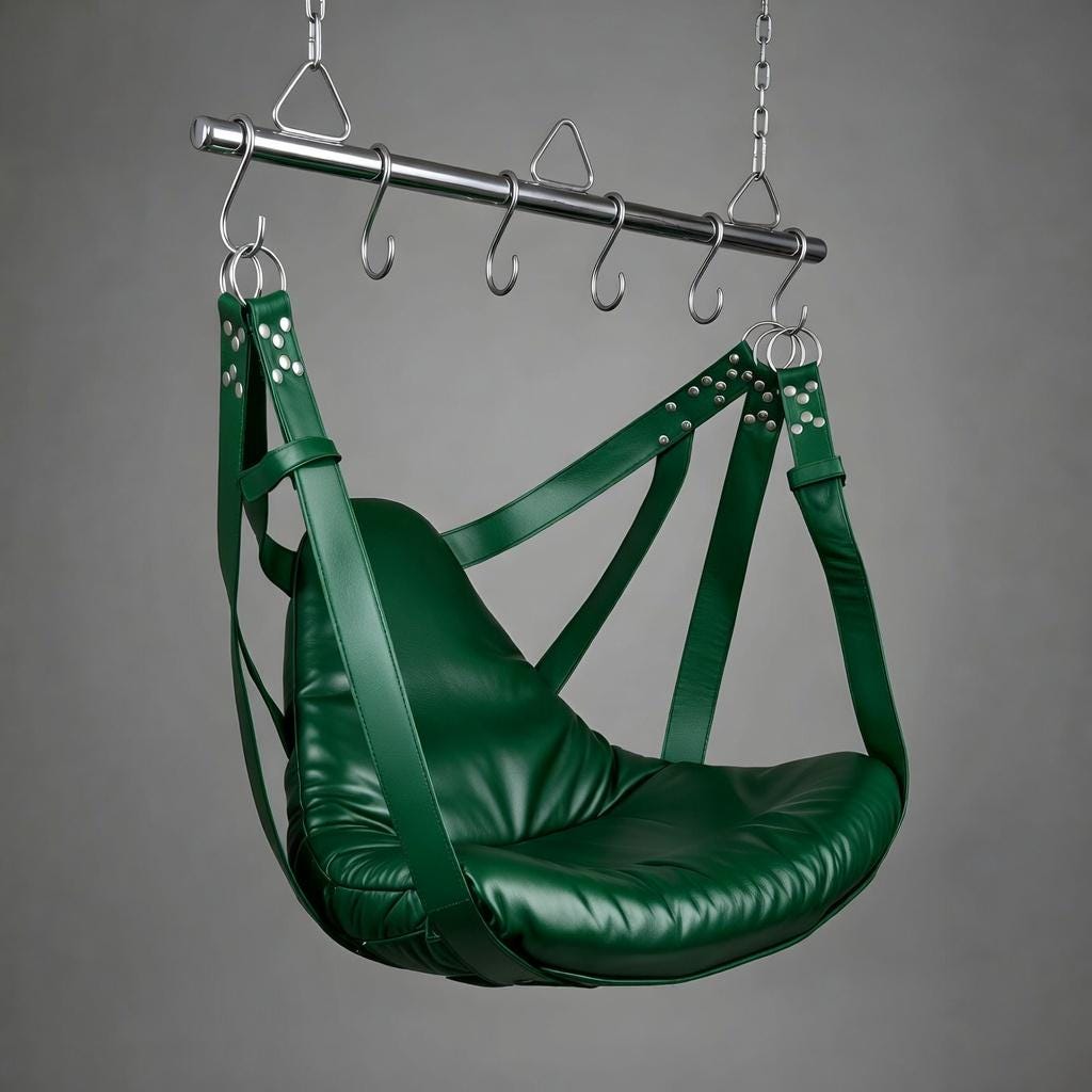Handmade Luxury Leather Suspension Swing Black Sling for Couples Play Adult Furniture