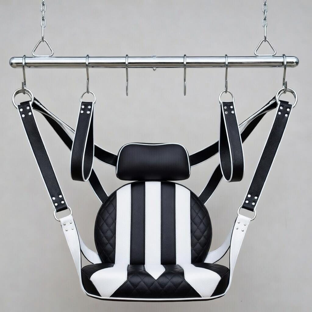 Leather Suspension Swing Hanging Sling Chair with Stirrups Pillow Adult Hammock