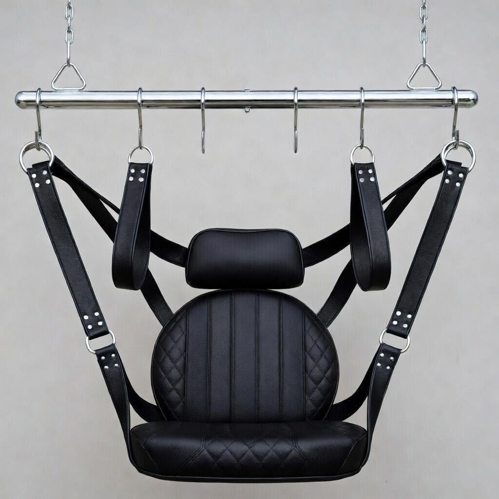 Leather Suspension Swing Hanging Sling Chair with Stirrups Pillow Adult Hammock