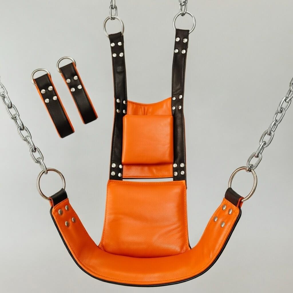 Leather Suspension Swing Sling with Restraints Adjustable Harness