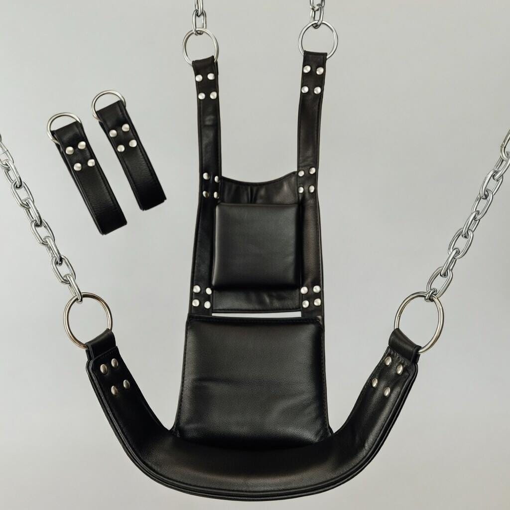 Leather Suspension Swing Sling with Restraints Adjustable Harness