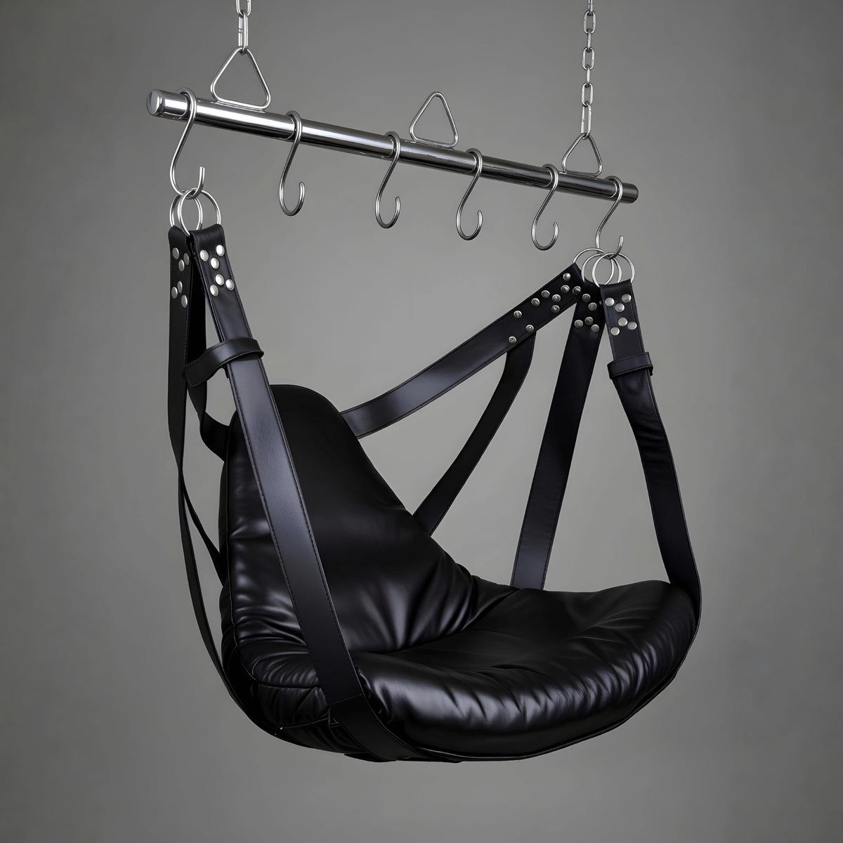 Handmade Luxury Leather Suspension Swing Black Sling for Couples Play Adult Furniture
