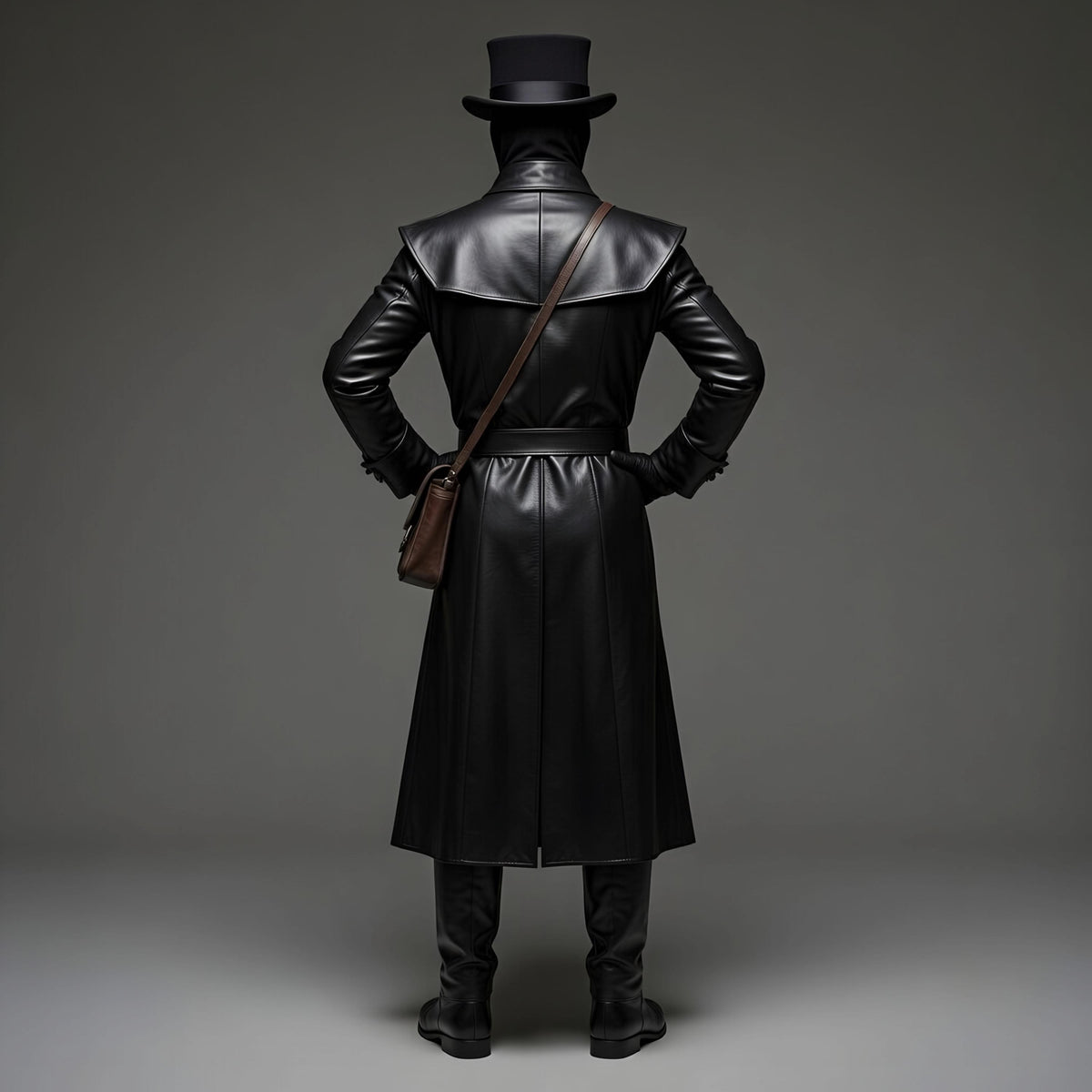 Handmade Doctor Plague Genuine Black Leather Trench Coat Cosplay Costume with Pant