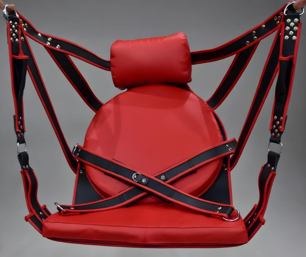 Leather Suspension Swing Sling Couples Adult Harness Red