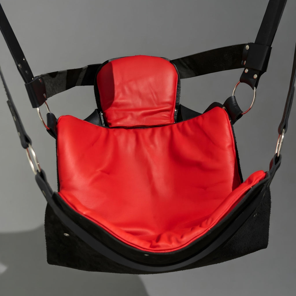 Leather Suspension Swing Harness Sling Adjustable Red Black Fetish