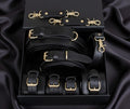Luxury Leather Restraint Set Kit Cuffs Collar Waist Belt Couples Gift