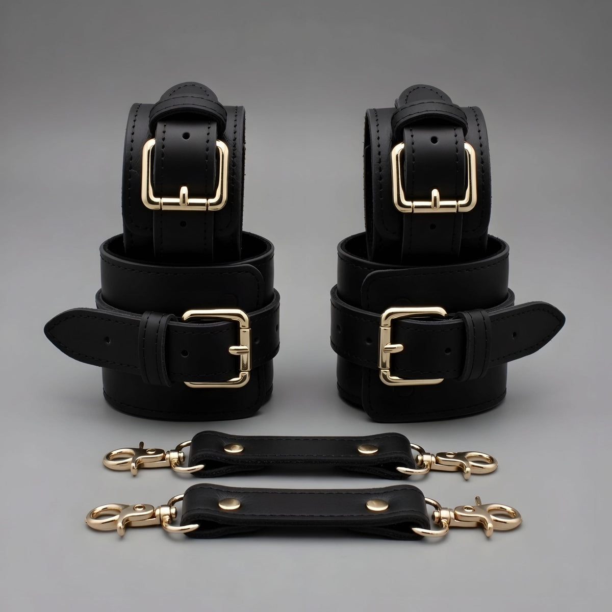 Luxury Leather Restraint Set Kit Cuffs Collar Waist Belt Couples Gift