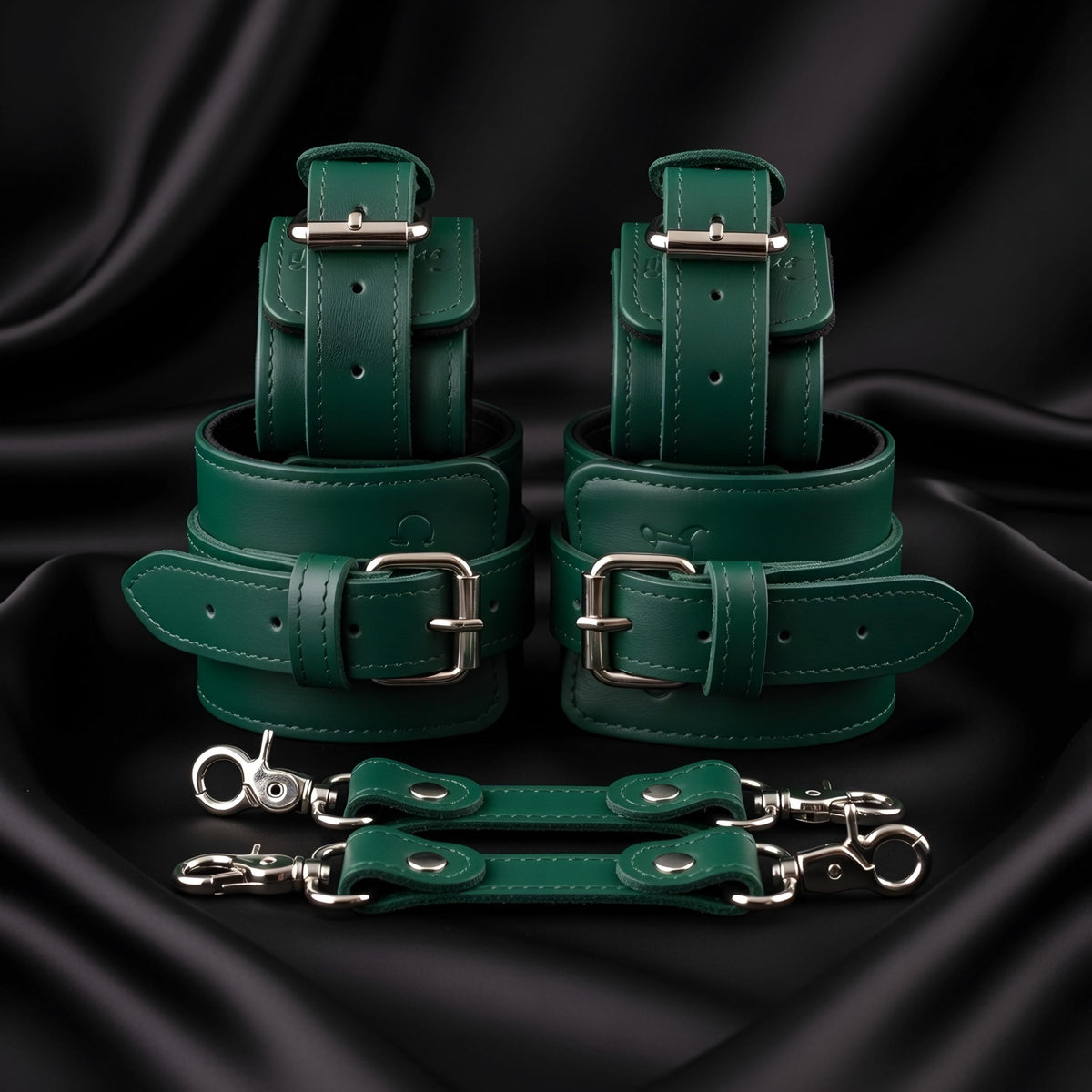 Emerald Enchantment Green Leather Restraint Starter Kit for Couples Heavy Duty Red Room Accessories