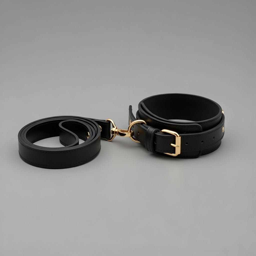 Pink Leather Collar Cuffs Leash Set Restraint Kit Gift