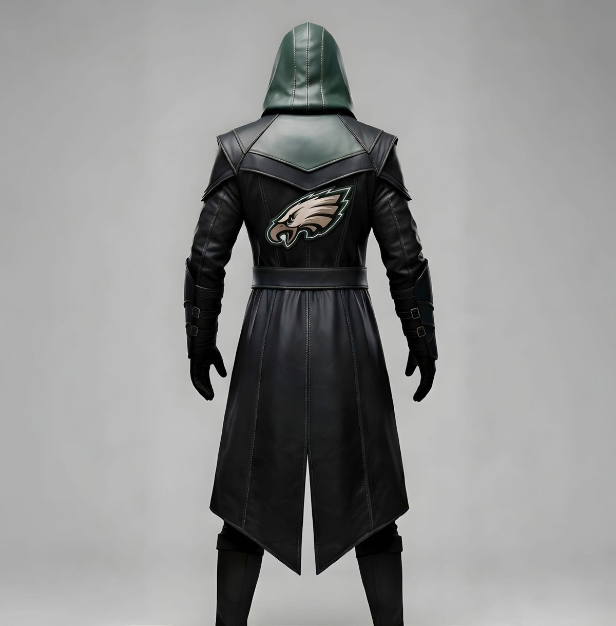 Green Arrow Superhero Leather Costume Hooded Jacket Cosplay Outfit for NFL Fans