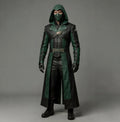 Green Arrow Superhero Leather Costume Hooded Jacket Cosplay Outfit for NFL Fans