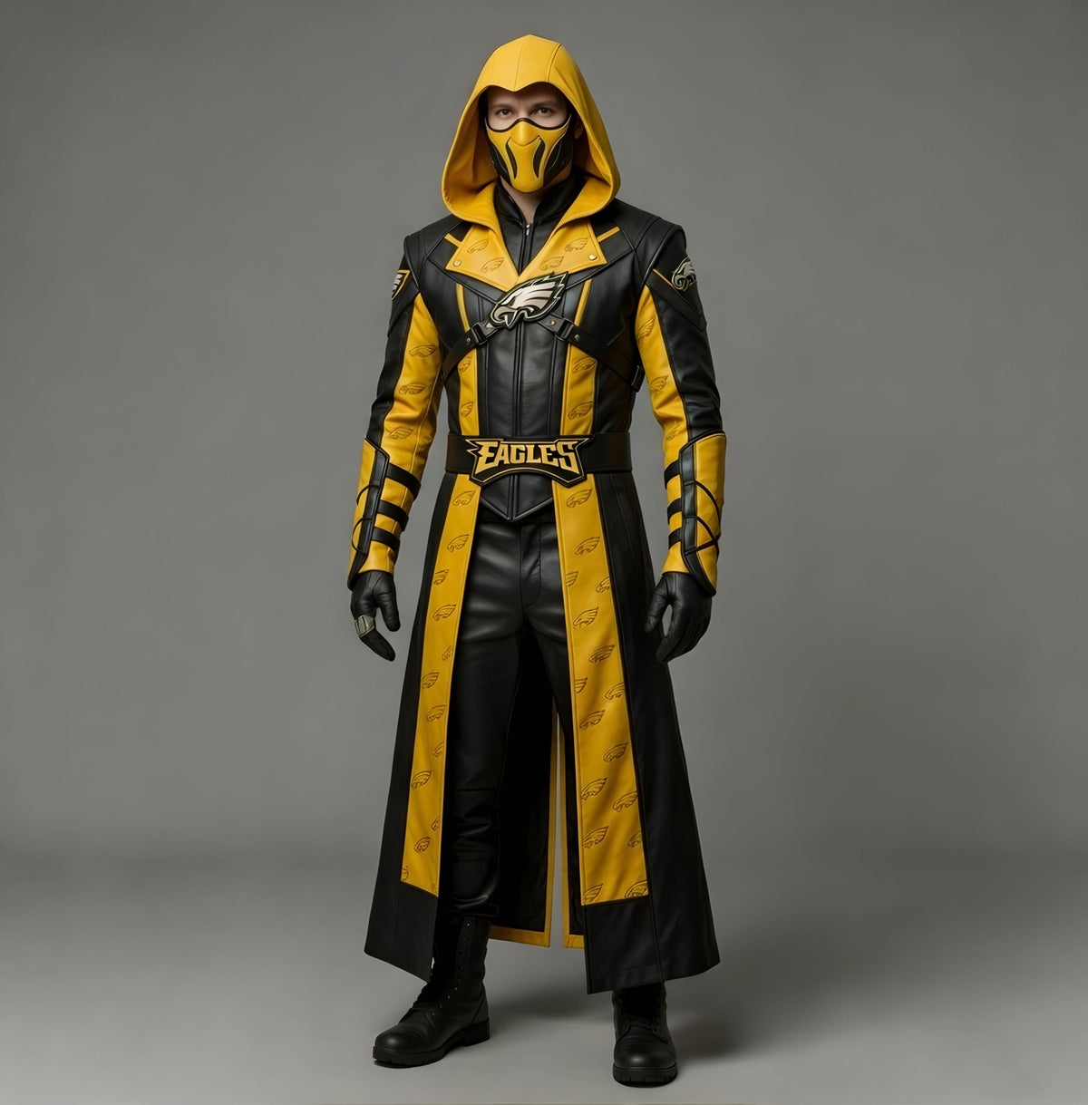 Green Arrow Superhero Leather Costume Hooded Jacket Cosplay Outfit for NFL Fans
