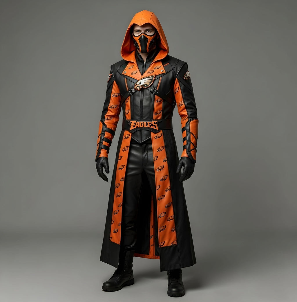 Green Arrow Superhero Leather Costume Hooded Jacket Cosplay Outfit for NFL Fans