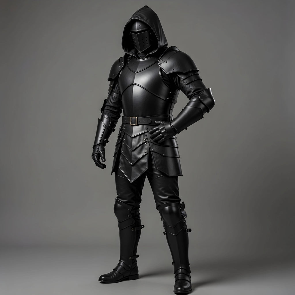 Dark Knight Hooded Leather Armor Full Set Medieval Cosplay LARP Halloween Gift