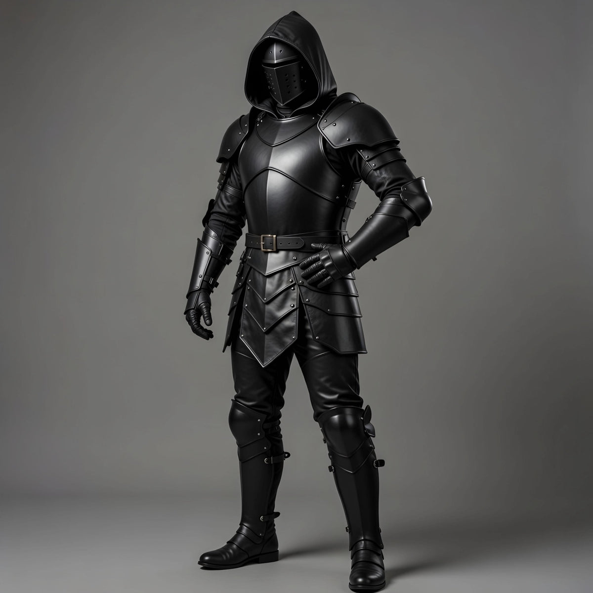 Dark Knight Hooded Leather Armor Full Set Medieval Cosplay LARP Halloween Gift