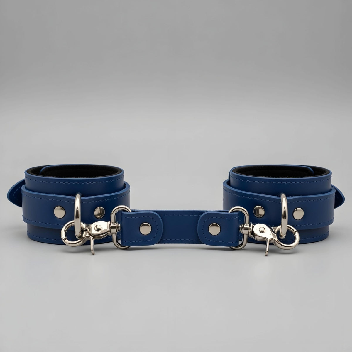 Royal Blue Leather Cuffs Set Wrist Ankle Thigh Restraints Adjustable