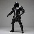 Gothic Black Leather Knight Armor Hooded Full Suit Fantasy LARP Cosplay
