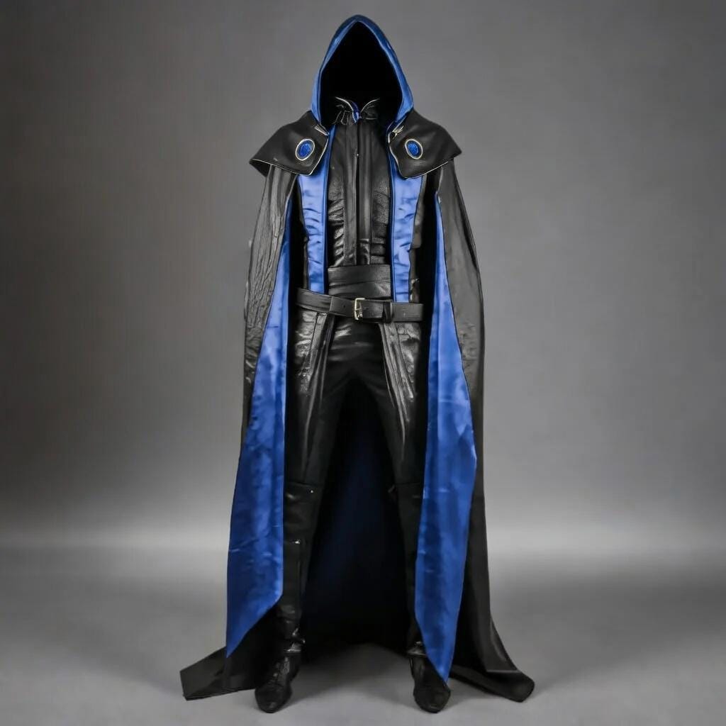 Black Yellow Leather Hooded Cloak Cosplay Superhero Medieval Gothic Outfit