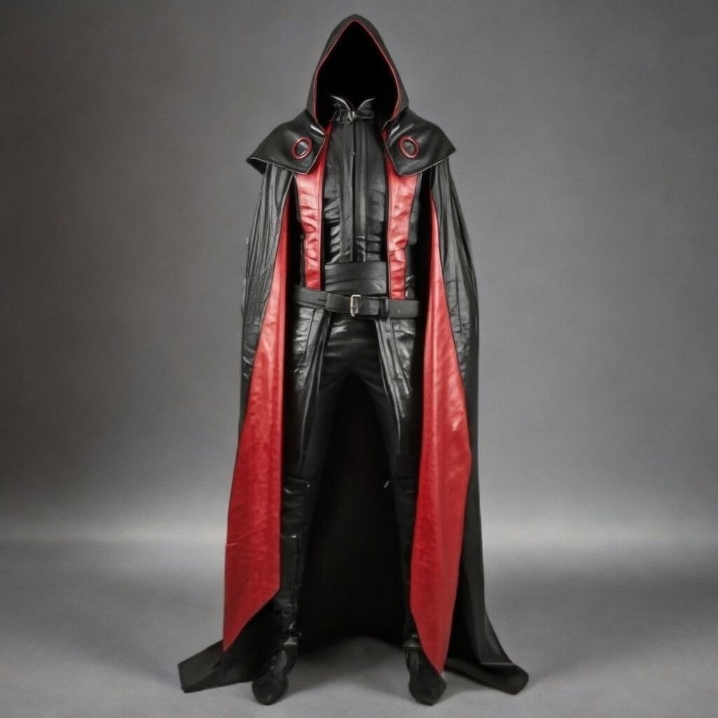 Black Yellow Leather Hooded Cloak Cosplay Superhero Medieval Gothic Outfit