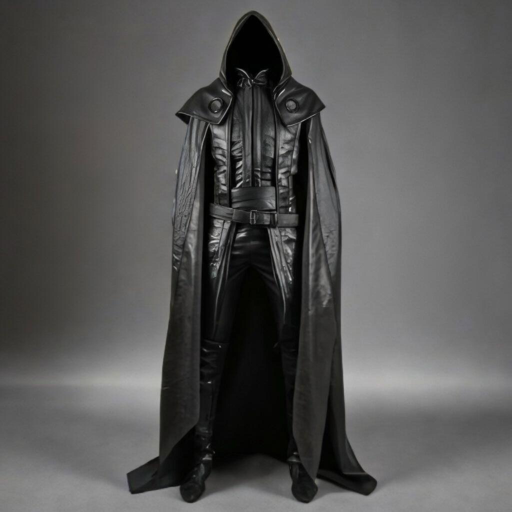 Handcrafted Azure Phantom Shadow Black Blue Leather Cloak Armor Cosplay LARP Warrior Outfit Set