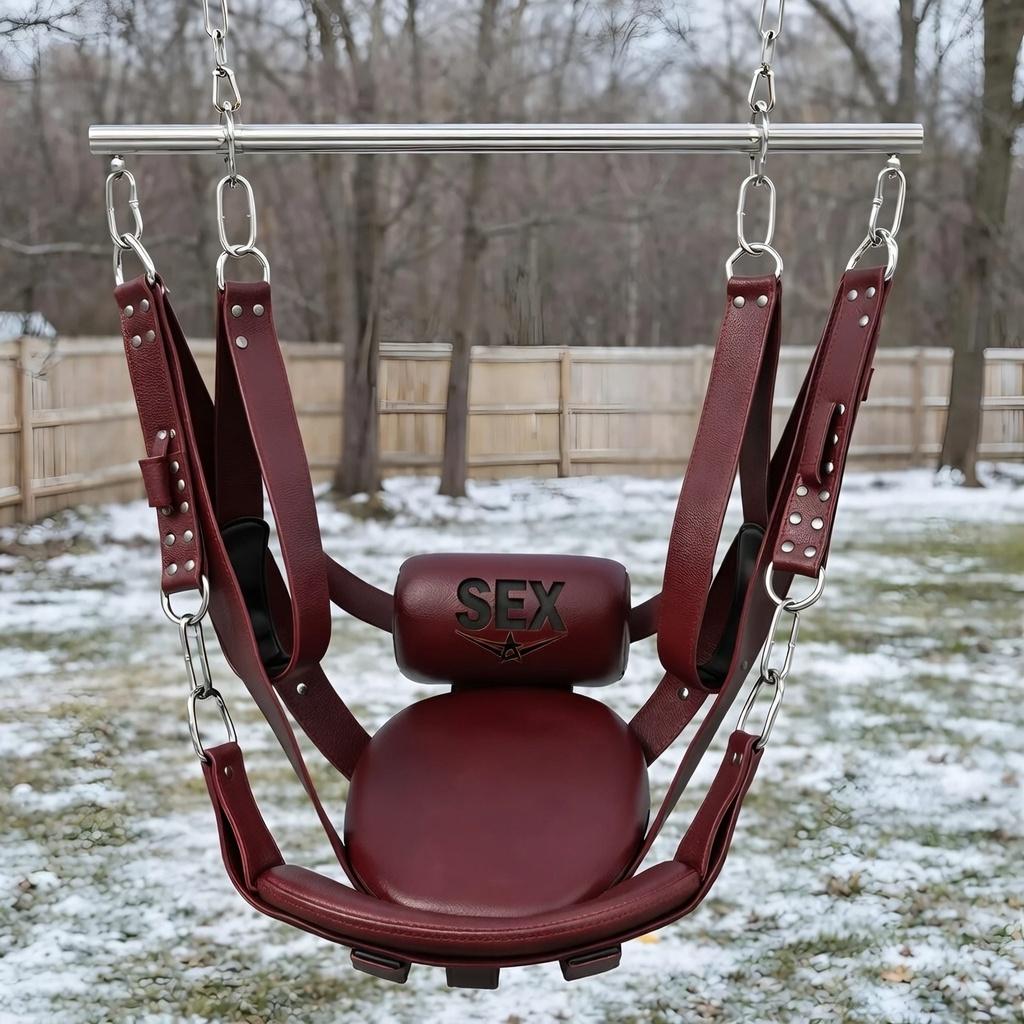 Leather Suspension Swing Adjustable Hanging Chair Adult Couples Discreet Heavy Duty